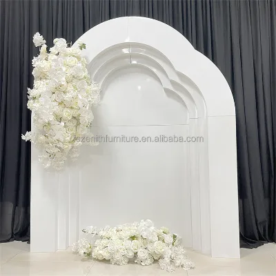 White Multi-layer Iron Event Backdrop Metal Wedding Decoration Background Metal Arch Background for Wedding Party Decor