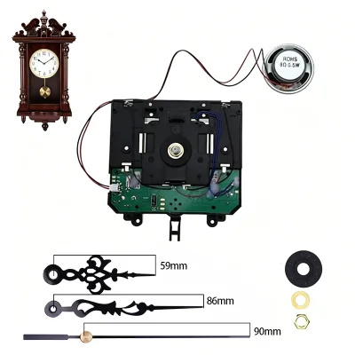 12888 Quartz Clock Movement, Integrated Powerful Swing Mechanism, 4 Westminster Melodies, Equipped with Metal Clock Hands