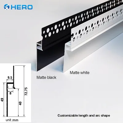 Aluminum Alloy Recessed Plastered LED Skirting Board Hero Metal Invisible No-Slot Ultra-Narrow Built-in Strip Wall Exterior