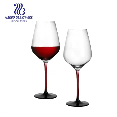 330ml Large Colored Wine Glass Red and Black Stem for Graduation Wine Iced Tea Lemonade or Sangria Drinking