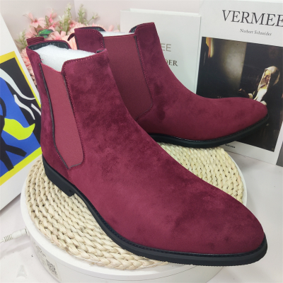 Latest Design Red Boots Extra Size 38-48 Ankle Height Durable Faux Suede Leather Men Chelsea Boots