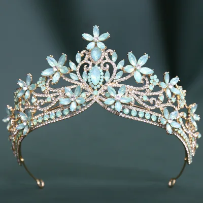 Baroque Crystal Inlaid Bride Crown Headwear Flower-shaped Rhinestone Birthday Crown European Style Retro Wedding Accessories