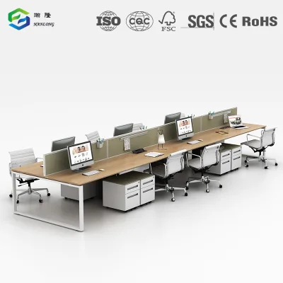 Bench Desk System 8 Person Modular Team Workstation with Office Partitions for Startup Office
