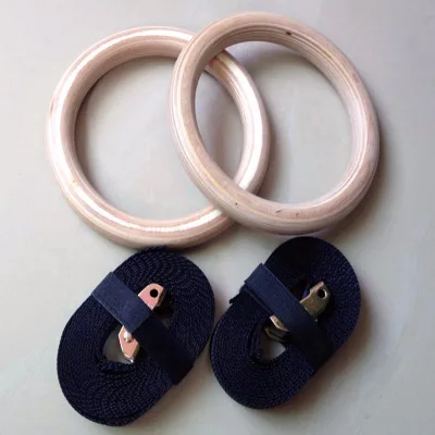 High Quality Adjustable Gym Rings for Calisthenics Wooden Gymnastic Rings with Comfortable Straps