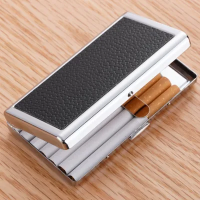 Wholesale Portable 20-Pieces PU Metal Cigarette protection Case Portable Metal Cigarette case for Cigarette