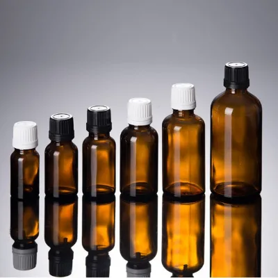 Tamper Evident Child Resistant Safety Cap for Essential Oil Bottle Black White Plastic Screw Cap