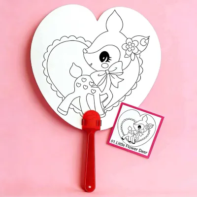Novelty Shape Easy Coloring DIY Crafts Toy Set Handheld Fan Pack With Reference Picture for Summer Party