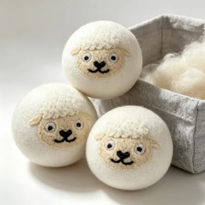ULIKE Wool Dryer Balls XL 6-Pack Felt Storage Box 100% Pure Wool Reusable Eco-Friendly Durable Reduce Drying Time Wrinkles