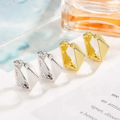 Custom 925 Sterling Silver Geometric Earrings for Girls European Style Silver Twisted Earrings