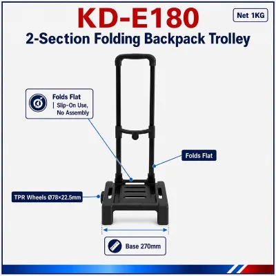 Wholesale Lightweight 2 Section Telescopic Handle TPR Wheels Folds Flat No Assembly for School Kids Folding Backpack Trolley