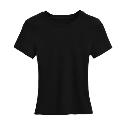 Wholesale Loose Summer Sweet Knitted Soft Premium 100% Cotton Eco-Friendly Women's Casual Scoop Neck T-Shirt