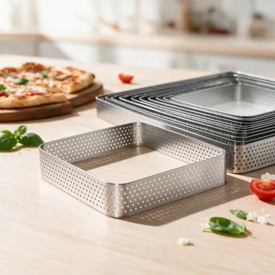 Stainless Steel Square Perforated Foldable Waterproof Dishwasher Safe Tart Mousse Cookie Pancake Mold