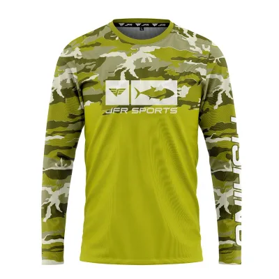 Custom Quick Dry Camouflage Sublimation Fishing Jersey Breathable 100% Polyester Long Sleeved Outdoor Clothing Shirts