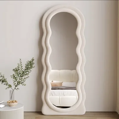 Factory Supply Modern Handmade Flannel Frame Irregular Wavy Shape Full Body Length Floor Standing Wall Mounted Living Room Wavy