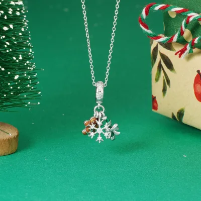 Designer 925 Silver Candy Canes Gingerbread Man Snowflake Opal Enameled Christmas Diy Pendant Charms Necklace Gifts Jewelry