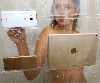 Modern Classic Design EVAA Waterproof Pocket Shower Curtain for iPhone for Bathroom Use for Hoom