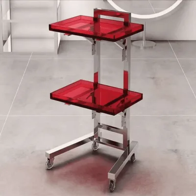 Internet Celebrity Barber Shop Trolley Stainless Steel Salon Tool Cart Haircut Foldable Customizable Adjustable Special Perm Dye