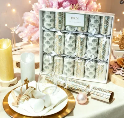 Luxury Gold Silver Fan Pattern Christmas Crackers Gift Box Eco Paper Celebration Crackers