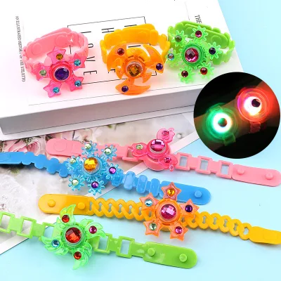 Cheap Kids LED Cartoon Lights Glow in the Dark Children Luminous Wrist Band Manual Rotating Soft Flash Gyro Bracelet