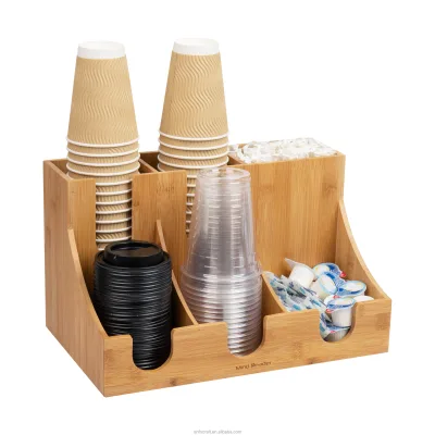 Food Safe Coffee Paper Cup Desk Organizer Wood Tea Cup Wooden Desktop Organizer