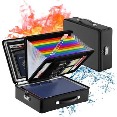 Hard Fireproof Safe Case with Lock Fireproof Document Box with Waterproof Zipper Fire Water Resistant Safe Box with Lock
