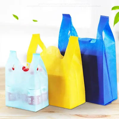 Customer logo Printing Eco Grocery Bag Nonwoven Super Market Grocery Bags