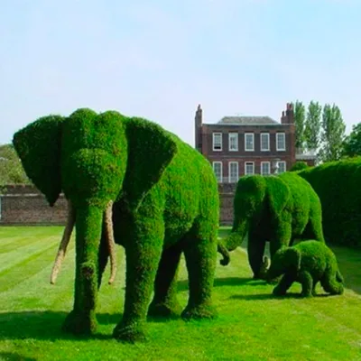 Manufacturer High Quality Realistic Animal Topiary Ornamental Artificial Elephant Grass Animal Outdoor Big Artificial Plants