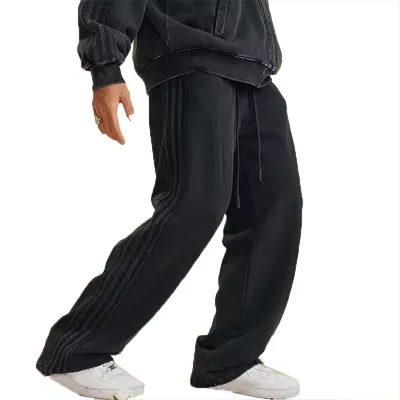 Wholesale Custom Straight Leg Side Stripe Joggers Sweatpants Loose Fit Track Pants