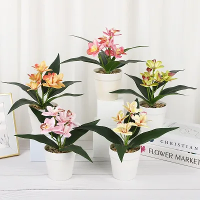 Cross-Border Thanksgiving Wholesale Rose Butterfly Orchid Bonsai Table Decoration Simulation Potted Artificial Plants Greenery