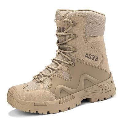 Factory Direct Sale Best Leather Non-Slip Lace-up Boots for Men's Comfortable Desert Mountain Hiking