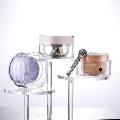 Luxury New Desdign Custom Double Layer 100g Rotate Makeup Remover Bottle Cleansing Cream Container Plastic Jar with Spoon
