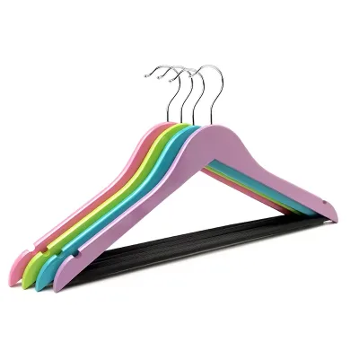 Bulk Red Colored Non slip Wood Wooden Garment Clothes Suit Hanger Hangers
