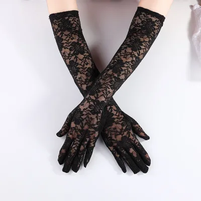 Outdoor Sunscreen Elbow Long Glove Adult Sun-proof Lace Gloves for Girl Ladies