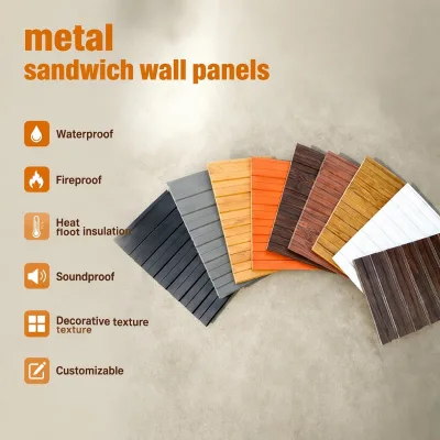 Polyurethane Sandwich Wall Panels Integrated Insulation and Decoration Wall Panels Metal Cladding for Farm Houses and Villas