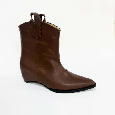 Customized Handmade Designer Genuine Leather Imported Color-blocked Pointed Toe Winter Western Ankle Boots Women's Fashion