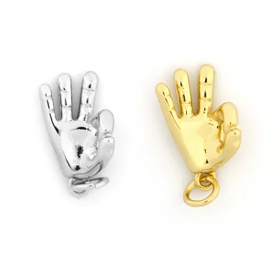 High Polished OK Hand Charm for Jewelry Making Necklace