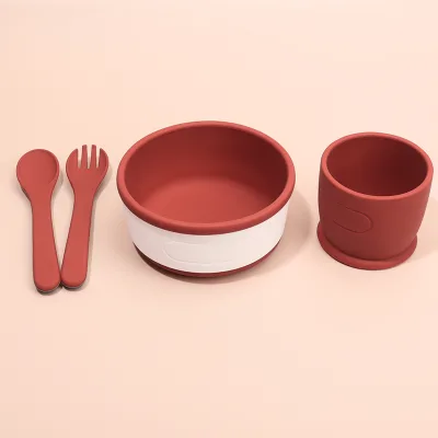 New Design Food Grade Feeding Set Kids New Arrival Cloud Silikon Feeding Set  Eco-friendly  Baby Silicone Dinnerware