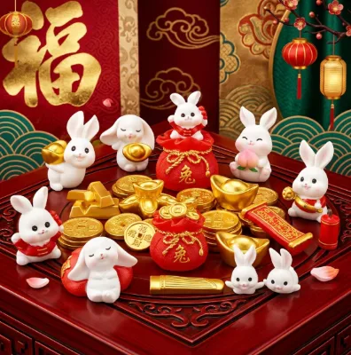 3D Easter Bunny Resin Miniatures Spring Rabbit Chicken Egg Figurine for DIY Fairy Garden Micro Landscape Holiday Home Decor Gift