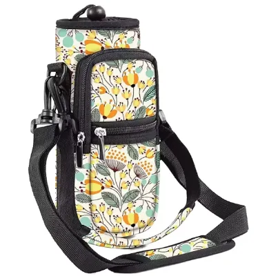 Insulated Fabric Shoulder Bag with Cup Holder Water Bottle Sling Custom Logo Thermal Insulated Food Cans Pack 40-Printed Pattern