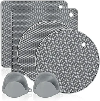 Premium Thicken Heat Resistant Durable Trivet Mats with Oven Mitts Trivets for Silicone Hot Pots Silicone Pads