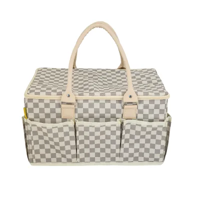 Hot Selling New Style Large Foldable Canvas Diaper Caddy for Baby Diaper Storage