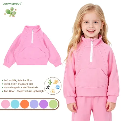 Girls' Solid Color Half Zipper Three-dimensional Jacket for Spring and Autumn Outings Daily Casual Wear Girls' Jacket