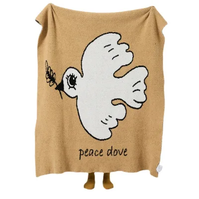 Soft Crochet Bedroom Knitted Peace dove Pattern Blanket Sofa Blanket 120*150cm