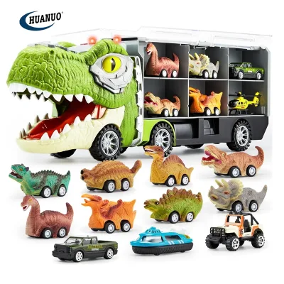 Kids Pull Back Vehicles Toy Dinosaur Transport Carrier Truck Dinosaur Car Toy