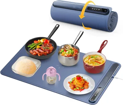 Rollable and Portable Electric Warming Tray With 3 Temperature Settings