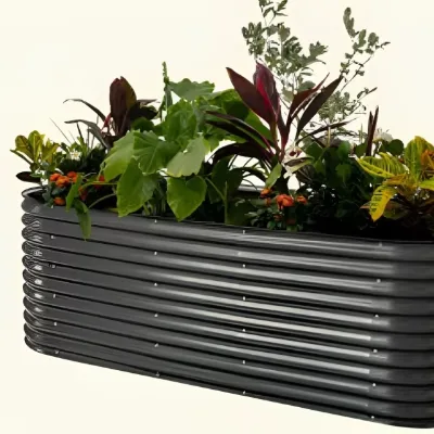 Easy Assembly Grey Galvanized Raised Garden Wood Frame Eco-Friendly Outdoor Planter for Gardening