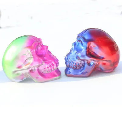 Wholesale 3 Inches Colorful Artificial Decorative Aura Skulls