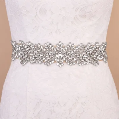 Hot Selling DIY Bridal Wedding Belts RH1042 Beaded Bodice Sash with Rhinestone Crystal Applique for Amazon