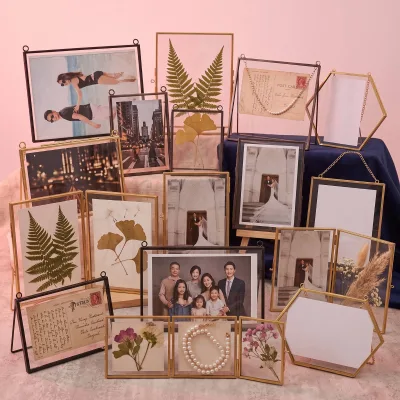 Glass Craft Photo Frame Square Rectangular Metal Display Case Picture Holder Table Decor for Portrait Memory Gift Home Wholesale
