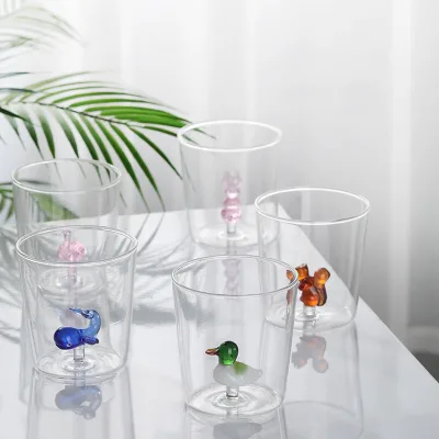 56H Wholesale Cartoon Glass High Borosilicate Insulated High Temperature Resistant Water Cup